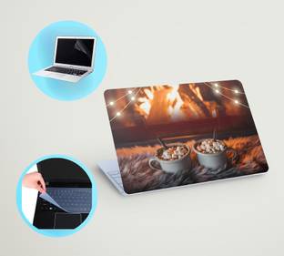 SDM 3in1 laptop skin with track-pad & SCREEN GAURD (2cup TEA) 15.6 inch Vinyl Laptop Skin Compatible f...