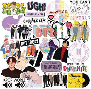 CodersParadise 5.5 cm Bts Stickers for Laptop, Diary, Guitar, Mobile Phone-Waterproof Self Adhesive Sticker