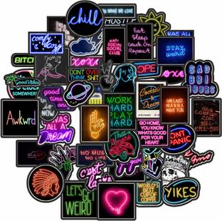 Yuckquee 6.35 cm Neon Stickers Self Adhesive Sticker