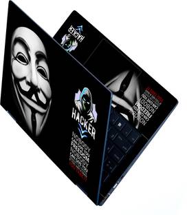 dzazner Full Body Laptop Skin For 14 to 15.6 inch Laptop - Hacker Face No Body Quotes Self Adhesive Stretched Vinyl Laptop Skin Compatible for 15.6 inch