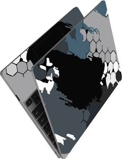 Anweshas HD Printed Full Panel Laptop Skin Sticker Vinyl Fits Size Upto 15 inches No Residue, Bubble Free, Waterproof - Black Grey Honeycomb Art Self Adhesive Vinyl Laptop Decal 15.6