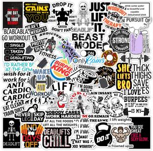 CodersParadise 5.5 cm Fitness Gym Stickers for Laptop, Diary, Guitar, Mobile Phone-Waterproof Self Adhesive Sticker