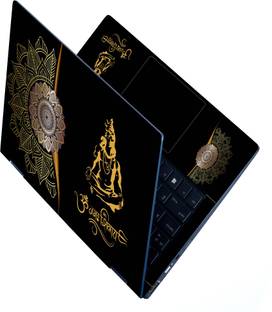 Anweshas Full Body UV Laptop Skin for 15.6 inches - UV_Om Namah Shivay Golden Mandla Art Premium Stretched Vinyl Laptop Decal 15.6
