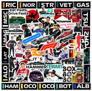 CodersParadise 5 cm F1 Race Vinyl Stickers for Laptop, Diary, Guitar, Mobile Phone - Waterproof Self Adhesive Sticker