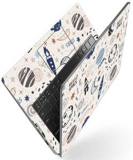 Techfit Full Body Laptop Skin Fits Size Upto 15.6 Inches - Hello Space Moon Premium Stretched Vinyl Laptop Decal 15.6