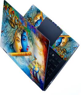 dzazner HD Printed Full Panel Laptop Skin Upto 15.6 inches - Radha Krishna Bird Painting Self Adhesive Vinyl Reusable Laptop Skin Compatible for 15.6 inch