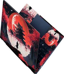 Flipkart SmartBuy _All Panle_Samurai in front of red moon Vinyl Laptop Skin Compatible for 15.6 inch