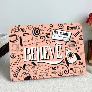 ACME CREATIONS Motivational Quote Believe Doodle Art Design Laptop Skins for All Laptops PVC Laptop Skin Compatible for 16 inch