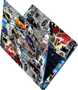 Flipkart SmartBuy Full Body Laptop Skin Sticker - Sticker Bomb Cars Self Adhesive Vinyl Laptop Decal 15.6