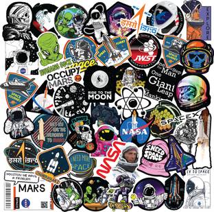 CodersParadise 5.5 cm Space Stickers for Laptop, Diary, Guitar, Mobile Phone - Waterproof Self Adhesive Sticker