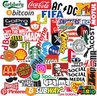 PRINTHUA Laptop Sticker for Programmer, Coder, Developers & IT Professionals Pack of 54 Vinyl, Residue Free, Water Proof, Random Brands Logo Reusable Laptop Skin Compatible for 15.5 inch