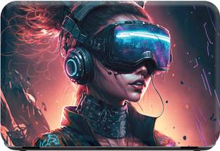 SCOTLON _Single Panel_Cyberpunk girl with VR headset_ Vinyl Laptop Skin Compatible for 15.5 inch