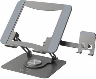Portronics My Buddy K9 Pro 2-in-1 Metal Laptop Stand with Phone Holder & 360° Rotating Base POR-3106 Iron Desk Stand Rotatable Laptop Stand with Adjustable Height Compatible with 26 - 35 cm, 36 - 39cm Laptops