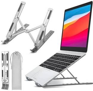 MustGrab 7-Angle Adjustable Aluminum Ergonomic Foldable Laptop Stand Ergonomic Aluminium Desk Stand Rotatable Laptop Stand with Adjustable Height Compatible with Universal Laptops