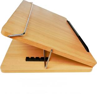 VeleSolv Solid Compartments Wooden Material Foldabel, Height Adjustable, Comfotable Writing/Sketching/Drawing Table/Laptop Stand/Table Top Wooden-Natural-15 x 21 Wooden Desk Stand Rotatable Laptop Stand with Adjustable Height Compatible with Universal Laptops