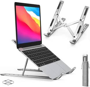 Frodiox Aluminum 6 Adjustable Foldable Portable Laptop Stand Desktop Tablet Stand FR12 Aluminium Floor and Desk Stand Rotatable Laptop Stand with Adjustable Height Compatible with Universal Laptops