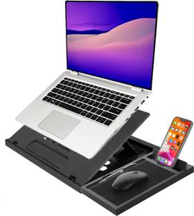 MUTMAIN 6 IN 1 LAPTOP STAND + MOUSE PAD + MOBILE STAND + BOOK STAND + TAB STAND with MacBook Notebook Tablet Tray Desk Table Book with Pan Holder Laptop Stand