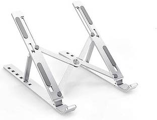 STRIFF Aluminum Laptop Stand,Foldable Adjustable Ventilated,Up to 15.6'' (Silver) Aluminium Floor and Desk Stand Laptop Stand with Adjustable Height Compatible with 40 - 44cm Laptops