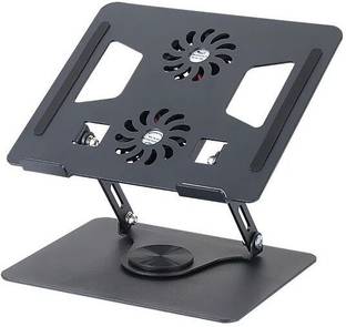 SunPro 360 Degree Rotating Foldable Laptop Riser Holder Aluminum Alloy Portable Laptop Cooling Stand With Double Fans Laptop Stand