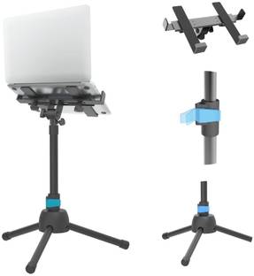 chetty DT30 Laptop/Tablet Floor Stand with Collapsible Base Iron, Plastic Floor and Desk Stand Rotatable Laptop Stand with Adjustable Height Compatible with Universal Laptops