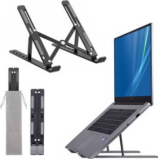 BERStronics 6 Angles Adjustable Aluminum 10 - 15.6 Inches & All Other Notebook (Silver) Aluminum Portable Compatible with MacBook, HP, Dell, Lenovo & All Other Notebook Aluminium Desk Stand Rotatable Laptop Stand with Adjustable Height Compatible with Universal Laptops