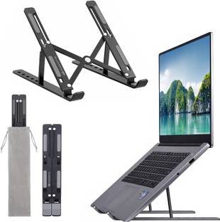 AMKETTE Ergo Fold X Aluminium Alloy Portable 15.6 inches Aluminium Desk Stand Laptop Stand with Adjustable Height Compatible with Universal Laptops