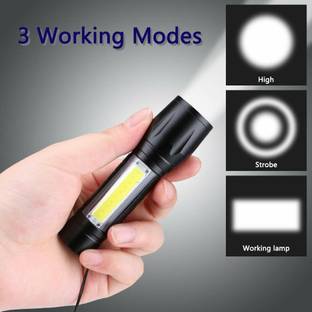 RSCT 3 Modes LED Mini Torch Light Portable LED COB Rechargeable with Long Range Torch