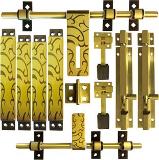 Circle Antique Finish Double Door handle Set |Door kundi set|DOUBLE DOOR HARDWARE| Gold Plated Door Handle