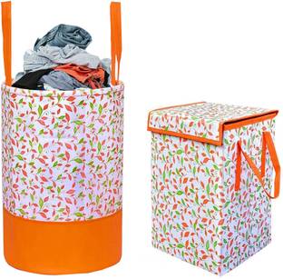 Waji Va 50 L Multicolor, Orange Laundry Basket