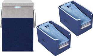 SengarKrafts 75 L Blue, Grey, Dark Blue Laundry Basket