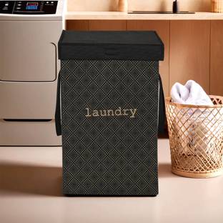 KUBER INDUSTRIES 75 L Black Laundry Basket