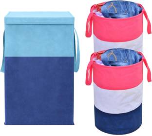 ZOVIRA 75 L Blue, Pink Laundry Basket