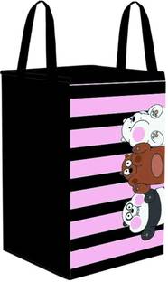 PrettyKrafts 50 L Pink, Black Laundry Basket