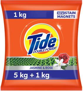 Tide Plus Double Power Jasmine and Rose Detergent Washing Powder - 5 Kg + 1Kg Free Detergent Powder (Jasmine)
