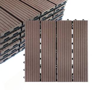 ZIKWOR 12 inch Anti-Slip WPC Interlocking Deck Tiles for Balcony, Terrace, Garden, Poolside Self Adhesive Sticker