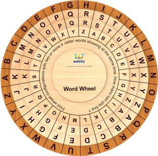 Webby Wooden Word Wheel Montessari Educational Pre School Word Builder Toy for Kids