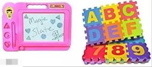 HK Toys Best Combo of ABCD Alphabet Puzzle Mat and Drawing and Writing Board