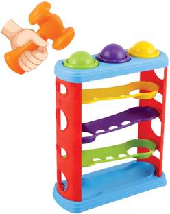Angel Kids Hammer Knock Ball Ramp Race Slope Rolling with 3 Balls Hammer Toy Set for Kids