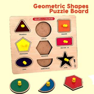 CASADOMANI Sorting Blocks Board Game Pegboard Puzzle Wooden Board Shapes & Colours Knob