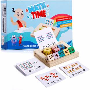 333MART Math Time Educational Game with Wooden Block & Flashcards, Learning Toy for Kids