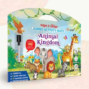 GO WOO ANIMAL KINGDOM Reusable ACTIVITY MATS WITH FREE PEN | Animal Kingdom