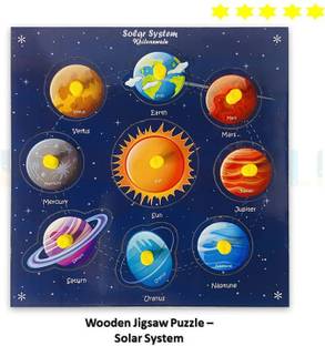 FORSIKHA Wooden Solar System Board Toys for Kids Learn Planets Name Wooden Jigsaw Puzzles