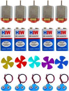 SYMFONIA School Science Project DC Motor kit(5 Pieces TOY MOTOR+5 Pieces FAN BLADE+5 Pieces BATTERY+5 Pieces CLIP)20 Item Loose in one Pack