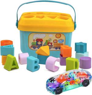 himanshu tex Toddler Block Shape ABCD, car toy led with music
