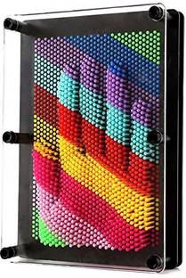 Bestie Toys 3D Pin Art Sensory Toy Rainbow Needles Fidget Palm Board Extra Large