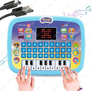 Toyco Learning Piano Tablet for Kids with Led Screen & Music (Type C Cable Operated)