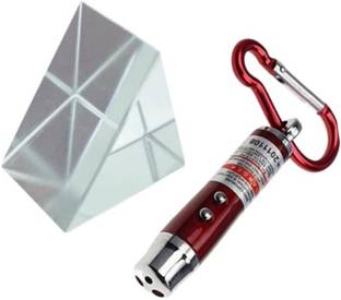 ERHIndia 1Pc 38mm Right Angle Glass Prism with Toy Laser for Physics Lab, Science Solid Prism