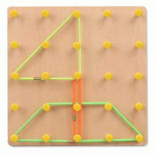 Plus Shine Wooden Geo-board Shape Matching Game Geoboard Graphical Toys Array Block Board