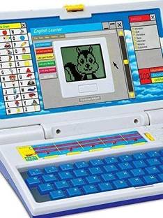 ASHOOJATEX Educational English Learner Laptop with Keyboard Mouse for Kids Games (Blue)