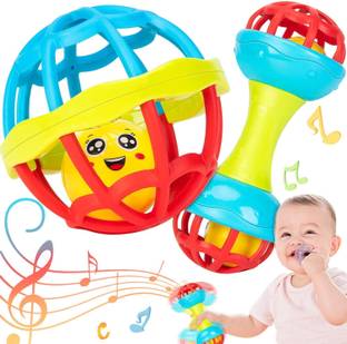 Magicwand Baby Dumb-Bell & Ball Shaped Rattles for New Borns 100% Safe